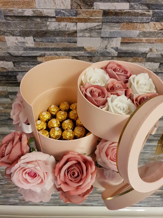 Luxury 2 Layers Gift Box With Flowers and Chocolate