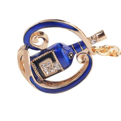 Luxury Shiny Blue Wine Bottle Keychain