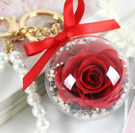 Timeless Red Rose Preserved Forever Keychain