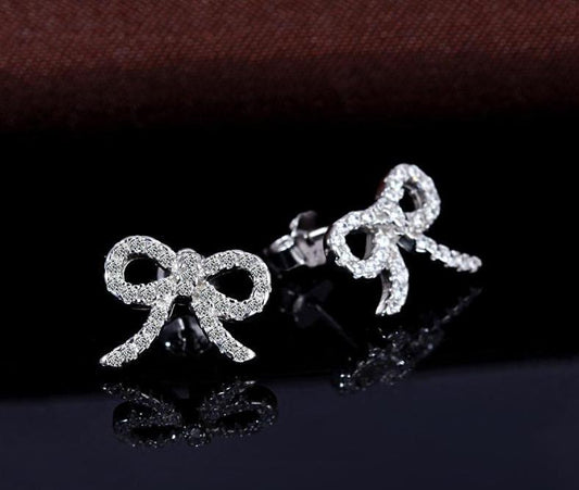 925 Sterling Silver Bow Stud Earrings