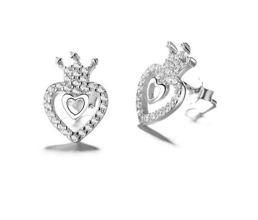 925 Sterling Silver Crown Stud Earrings