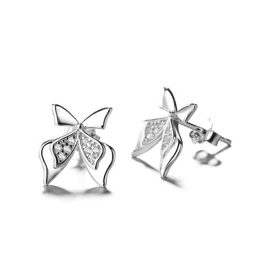 925 Sterling Silver Bow Stud Earrings