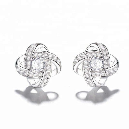 925 Sterling Silver Four Leaf Earrings  Stud Earrings