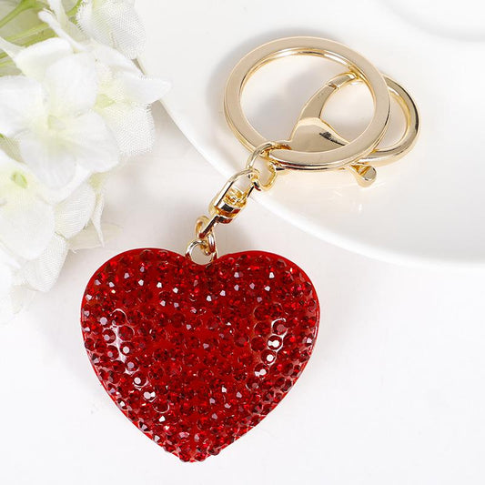 Luxury Red Heart Diamond Keychain