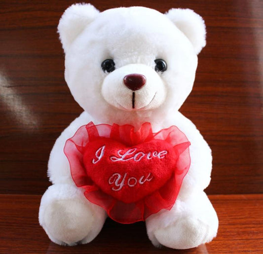 White Teddy Bear With I Love You Heart