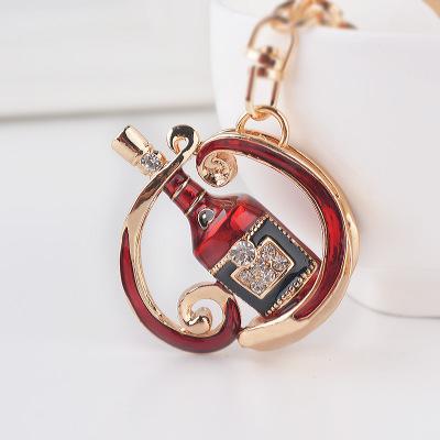 Luxury Shiny Red Wine Bottle Keychain